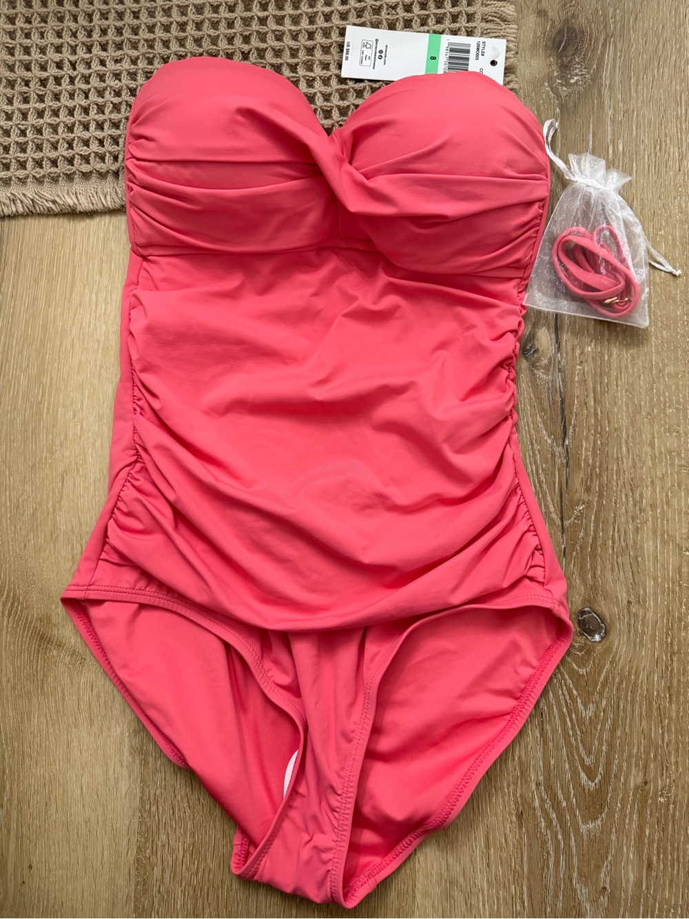 Anne Cole Women’s Size 8 Coral Pink Strapless One-Piece Swimsuit NWT
